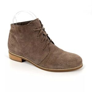 Blondo Ankle Boots Womens Size 6 Taupe Brown Suede Lace-up Waterproof Bootie